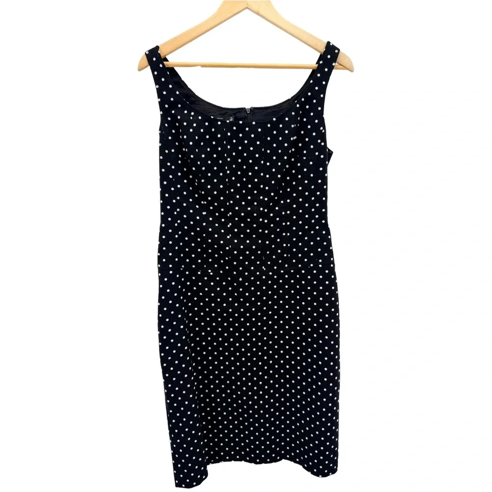 Teri Jon 2pc Dress Jacket Set Size 10 Black White Polka Dot Pique Wiggle Suit